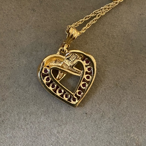 Classic Gold Over Sterling Ruby Heart jewelry set - Picture 9 of 11